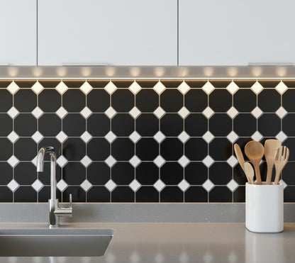 Black Octagon Gloss White Dot