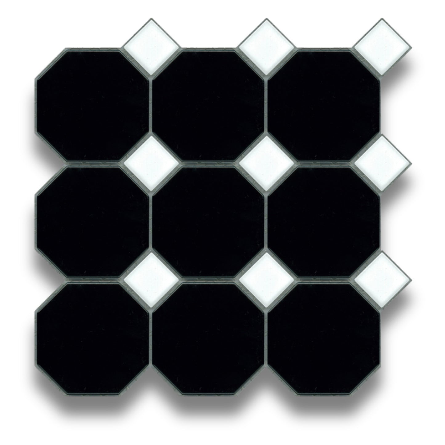 Black Octagon Gloss White Dot