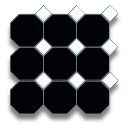 Black Octagon Gloss White Dot