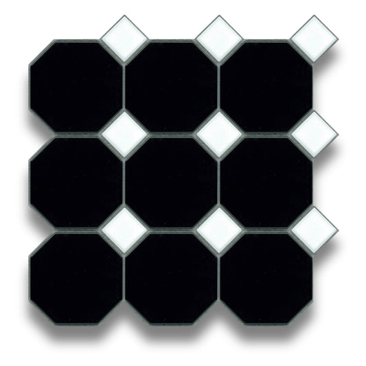 Black Octagon Gloss White Dot
