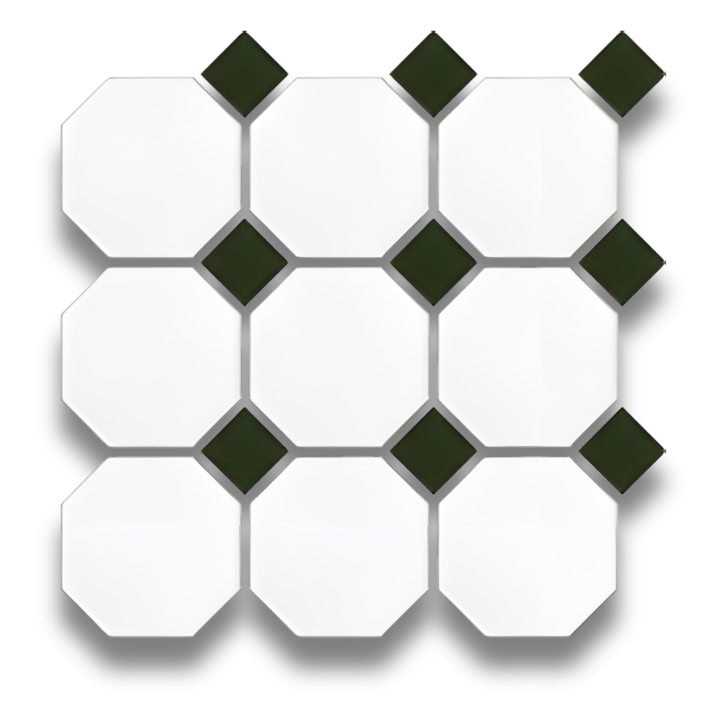 White Octagon Green Matt Dot