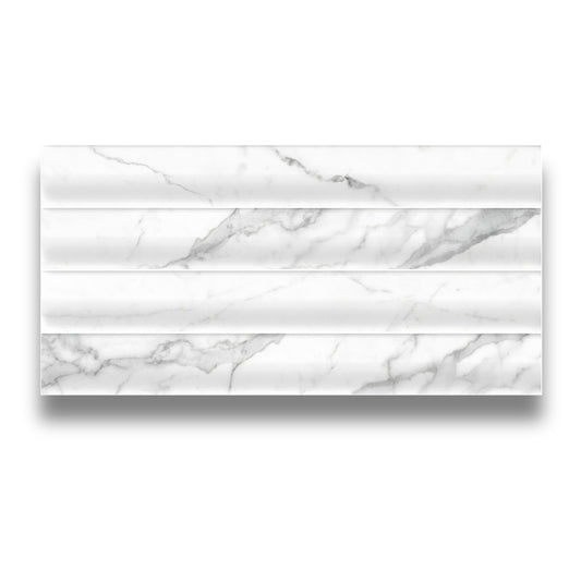 Amiga Calacatta White Concave Subway Satin