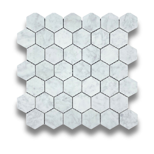 Carrara Hexagonal Honed 48x48mm