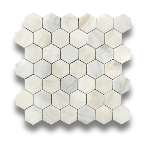 Lotus White Hexagonal Honed 48x48mm