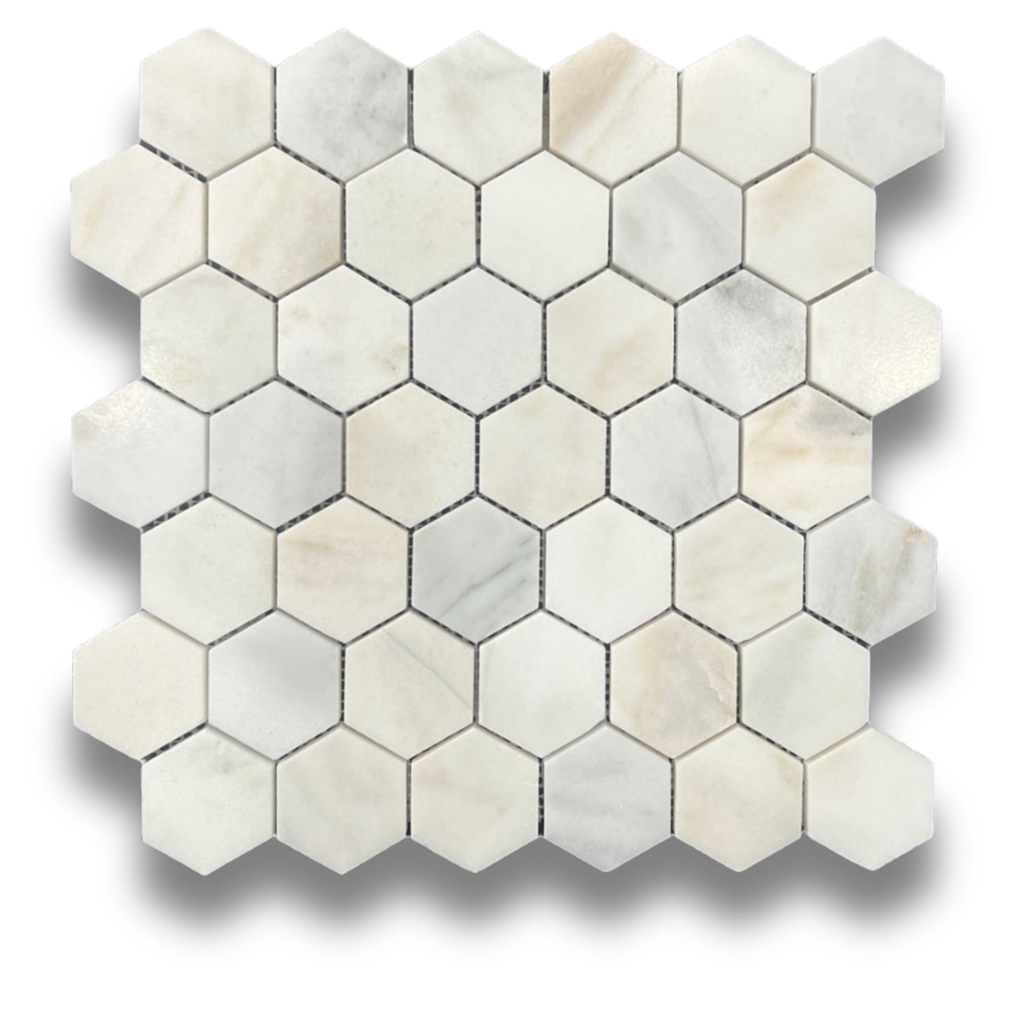 Hexagonal Lotus White Honed 48x48mm