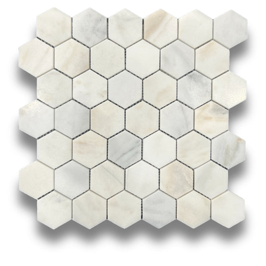 Hexagonal Lotus White Honed 48x48mm