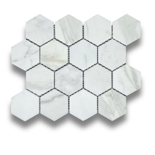 Calacatta Hexagonal Honed 70x80mm