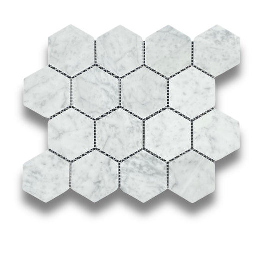 Carrara Hexagonal Honed 70x80mm