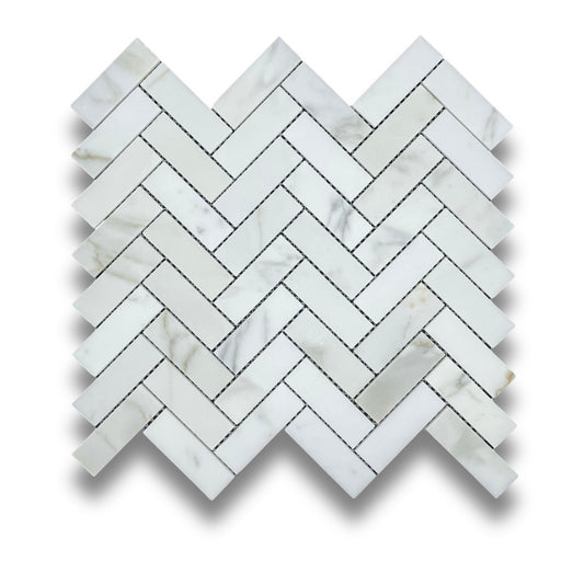 Calacatta Gold Herringbone Honed 25x75mm
