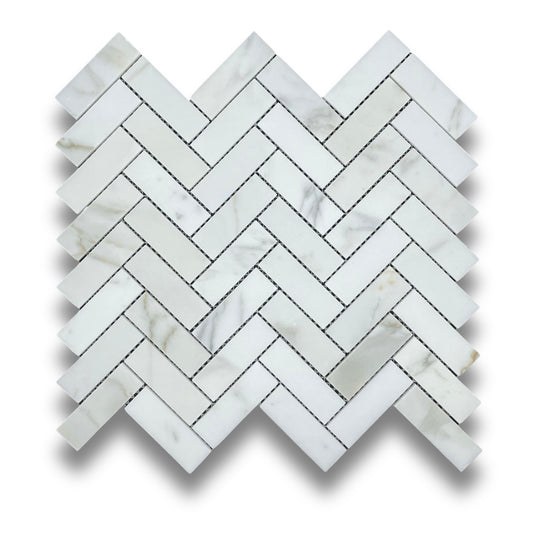 Herringbone Calacatta Gold Honed 25x75mm