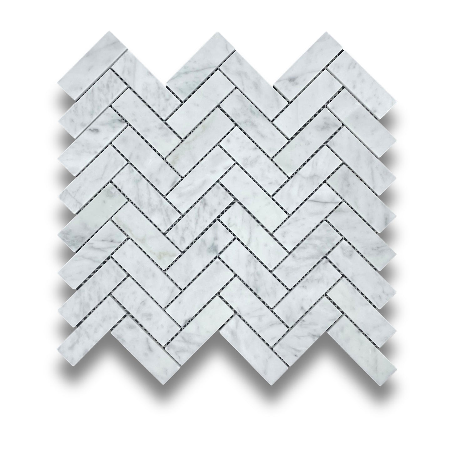 Carrara Herringbone Honed 25x75mm