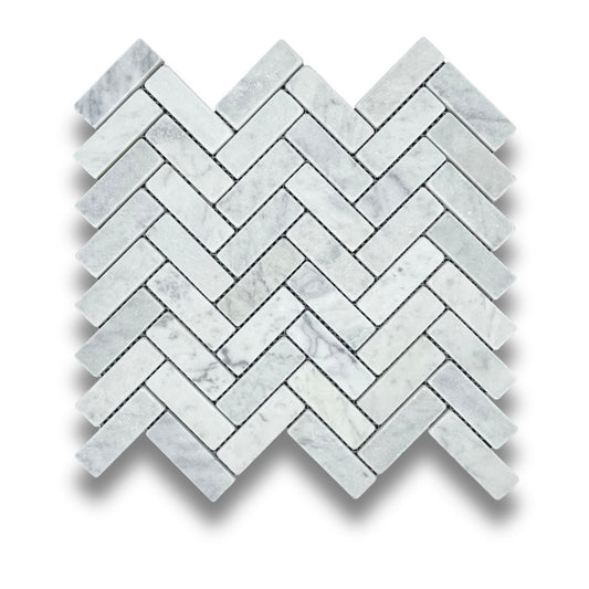 Carrara Herringbone Tumbled 25x75mm
