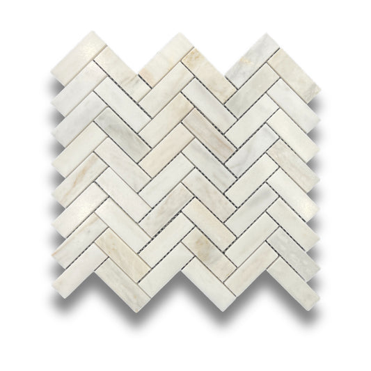 Lotus White Herringbone Honed 25x75mm