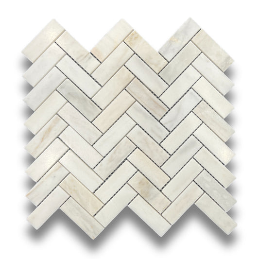 Herringbone Lotus White Honed 25x75mm