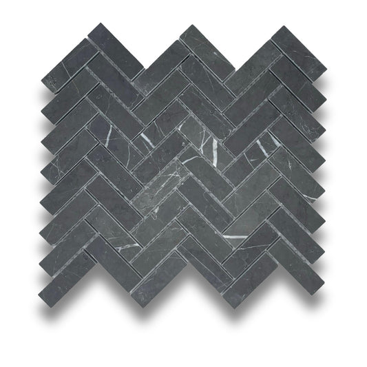 Pietra Grey Herringbone Honed 25x75mm