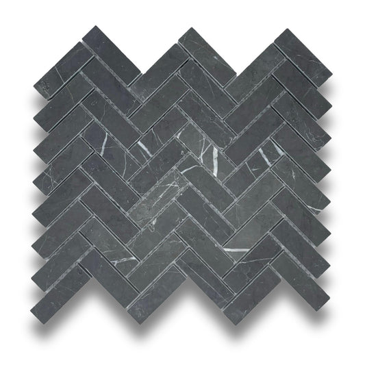 Herringbone Pietra Grey Honed 25x75mm
