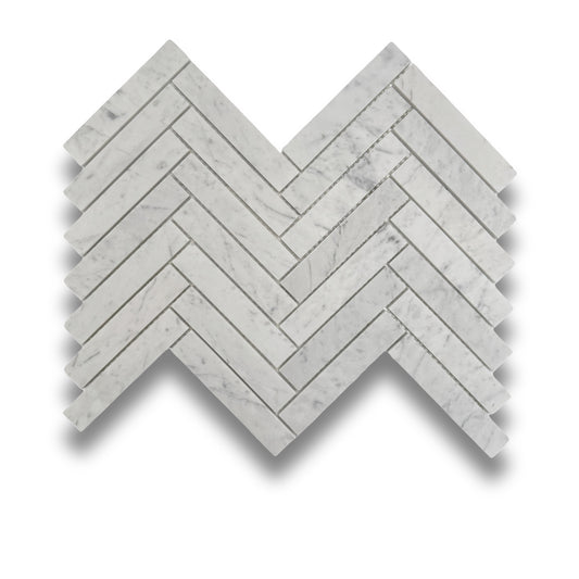 Carrara Herringbone Honed 25x98mm