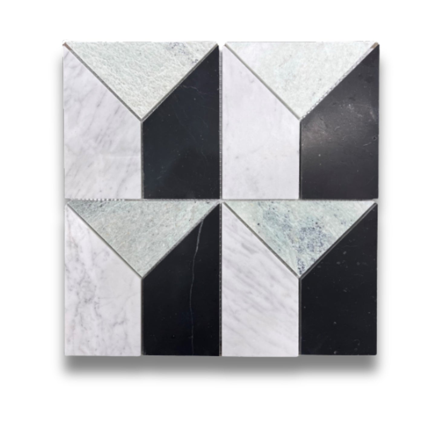 Art Deco Mint Green, Carrara and Nero Marquina Honed
