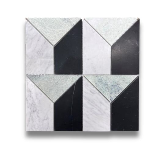 Mint Green, Carrara and Nero Art Deco Honed