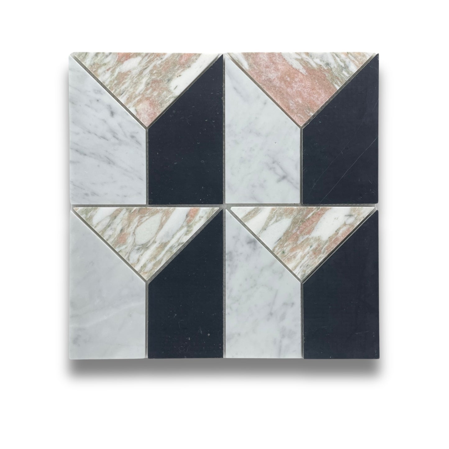 Norwegian Rose, Carrara and Nero Art Deco Honed