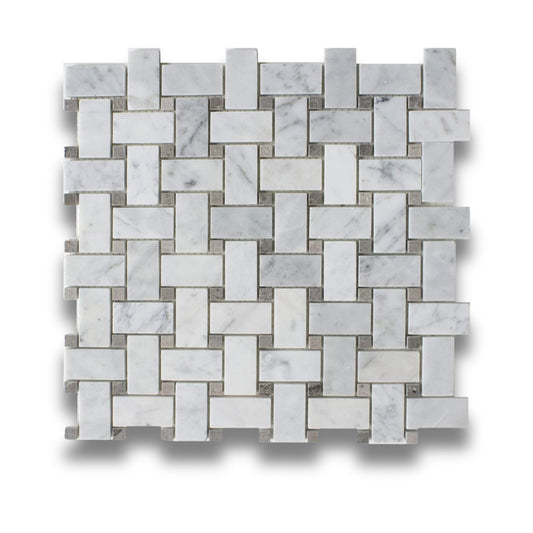 Cinderella and Carrara Basketweave Honed 25x48mm