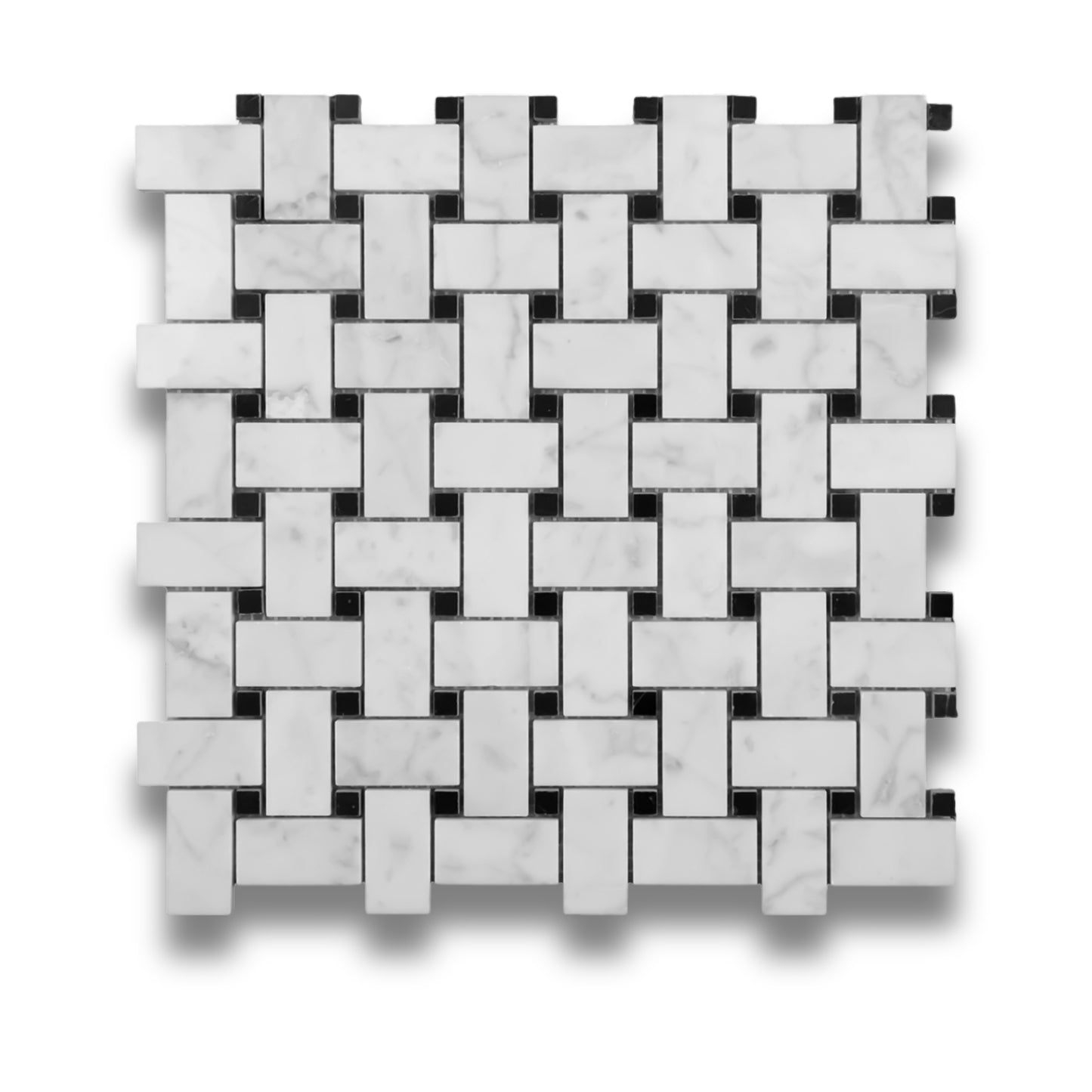 Mixed Carrara and Nero Basketweave Tumbled 25x48mm