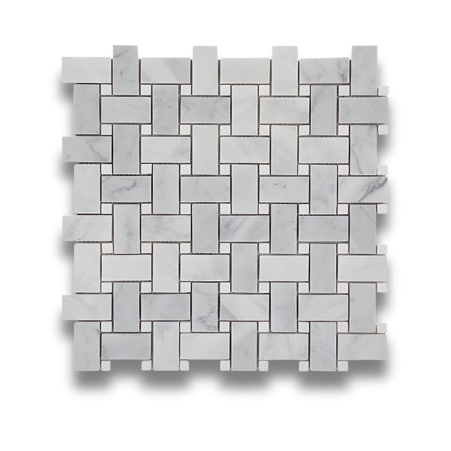 Thassos and Carrara Basketweave Honed 25x48mm