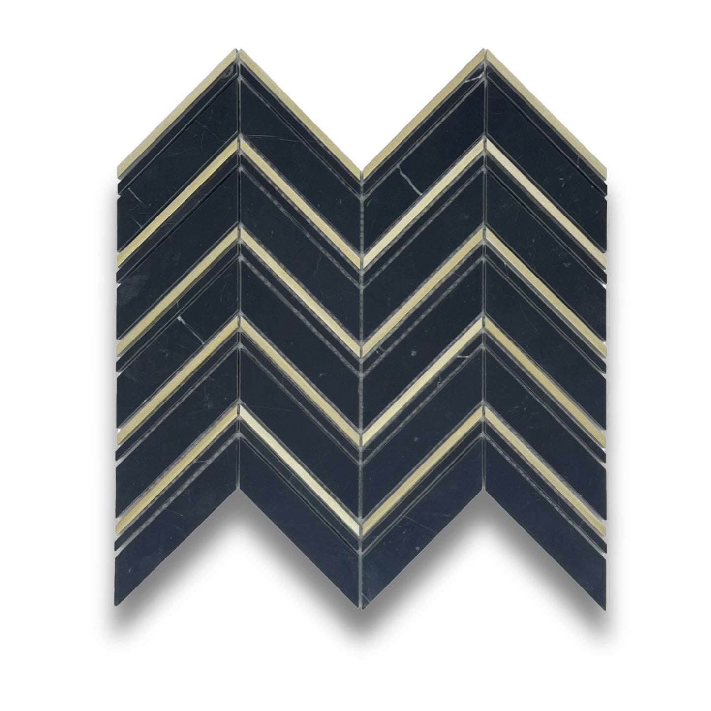 Chevron Nero Marquina & Gold Honed