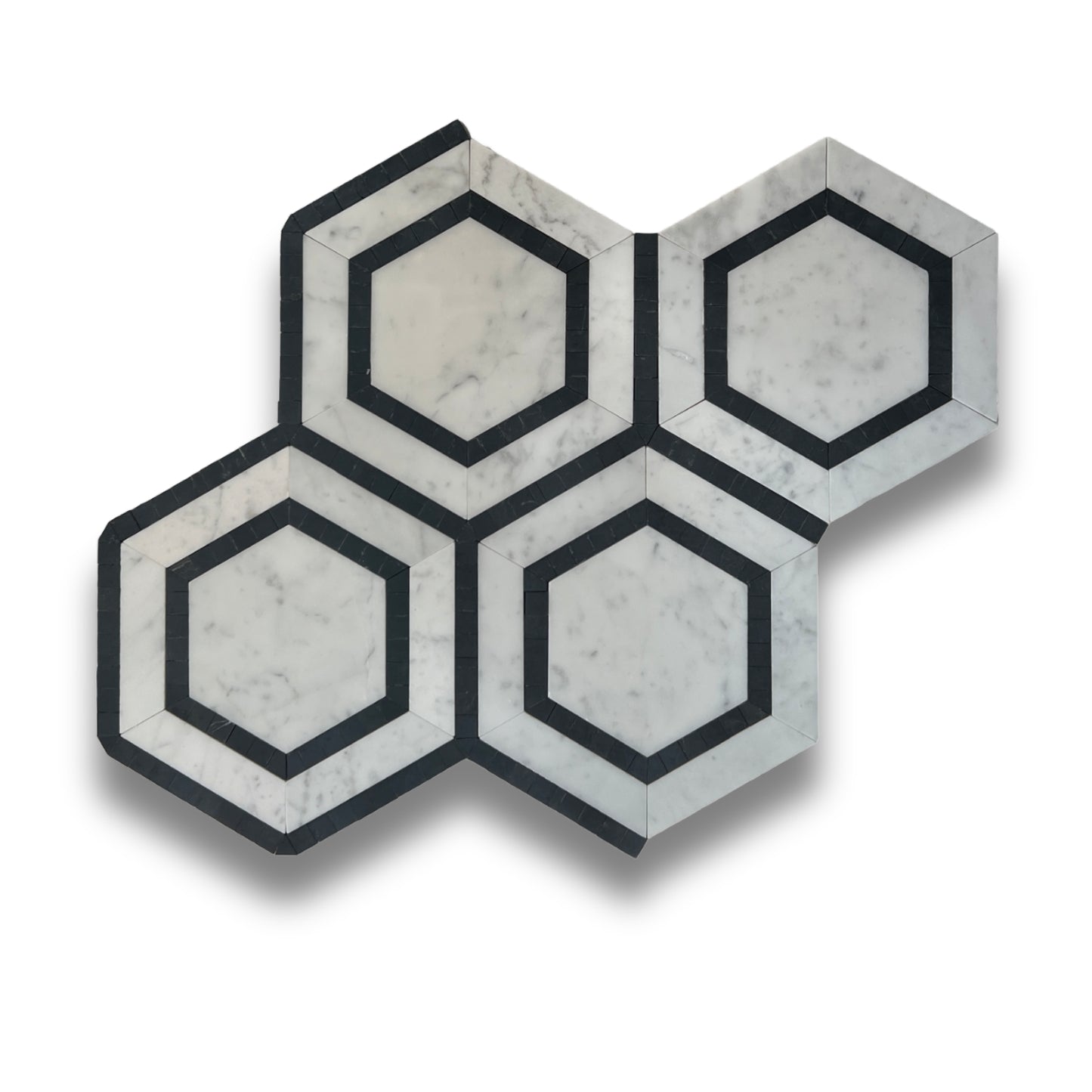 Hex Décor Carrara & Nero Marquina Honed 275x315mm