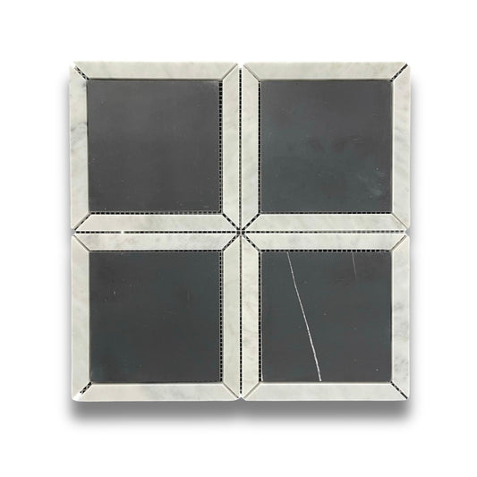 Décor Nero Marquina & Carrara Honed 305x305mm