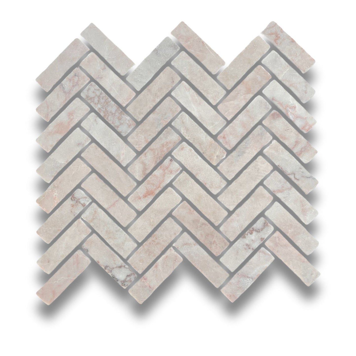 Herringbone New Rosso Tumbled 20x64mm