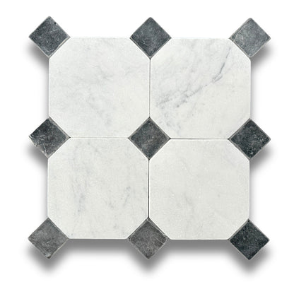 Octagonal Dot Nero Marquina Tumbled 45x45mm