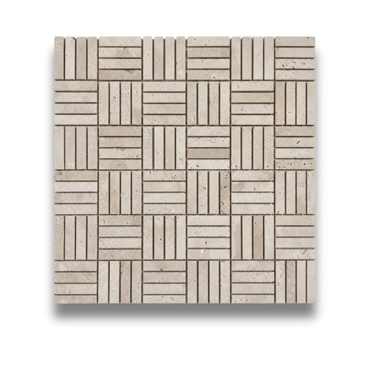 Cross Hatch Italian White Travertine Honed