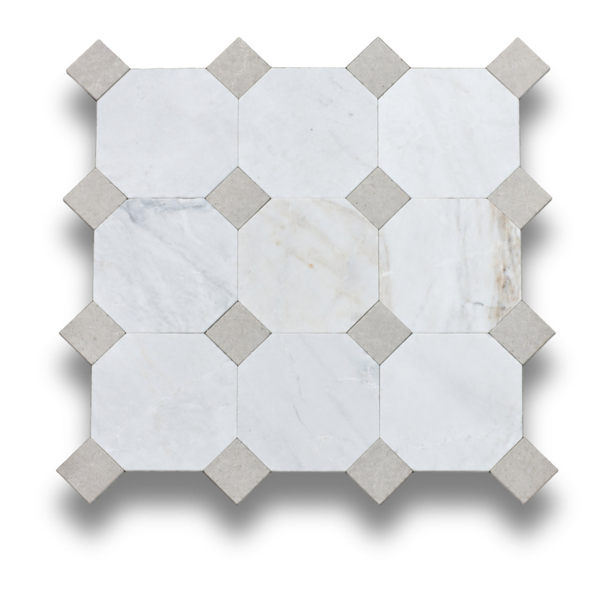 Bianco Oro Light w/Gris Travertine Tumbled