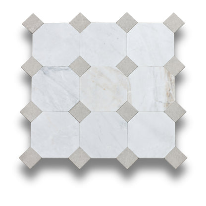 Bianco Oro Light w/Gris Travertine Tumbled