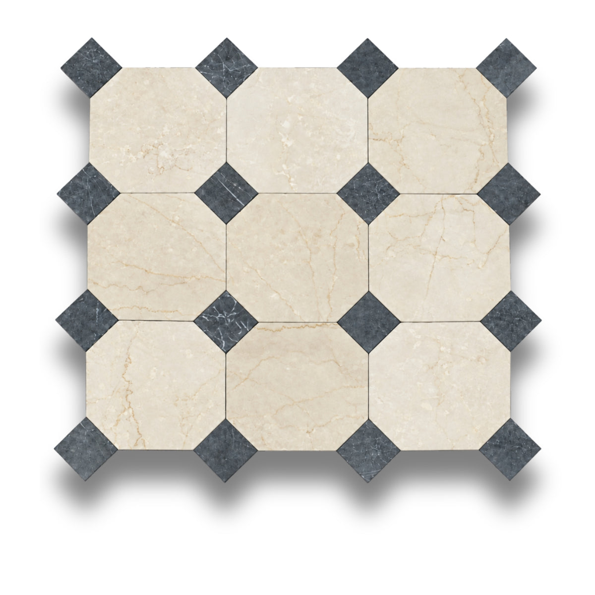 Botticino w/Nero Marquina Tumbled