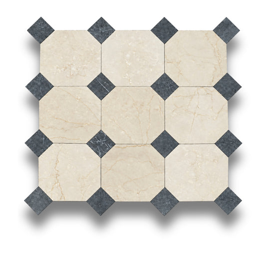 Botticino w/Nero Marquina Tumbled