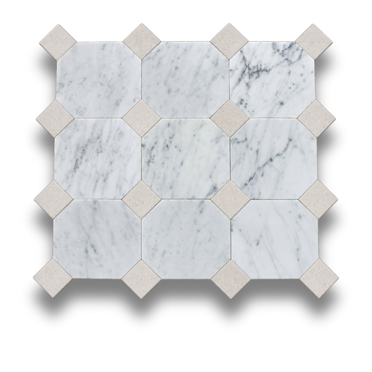 Carrara w/Gris Travertine Tumbled