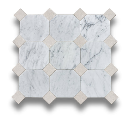 Carrara w/Gris Travertine Tumbled
