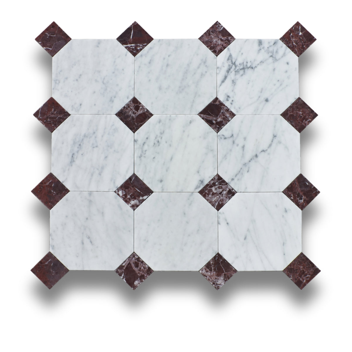 Carrara  w/Rosso Levanto Tumbled