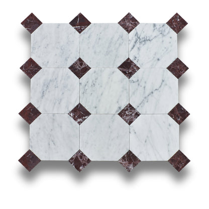 Carrara  w/Rosso Levanto Tumbled
