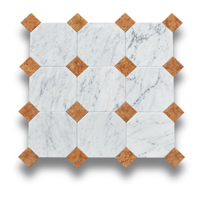 Carrara w/Rosso Verona Tumbled