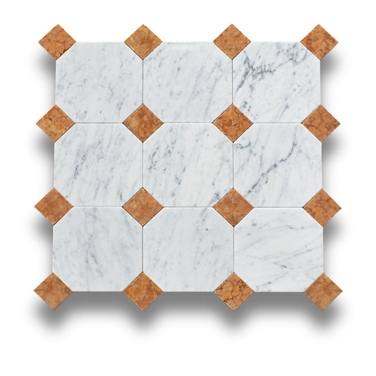 Carrara w/Rosso Verona Tumbled
