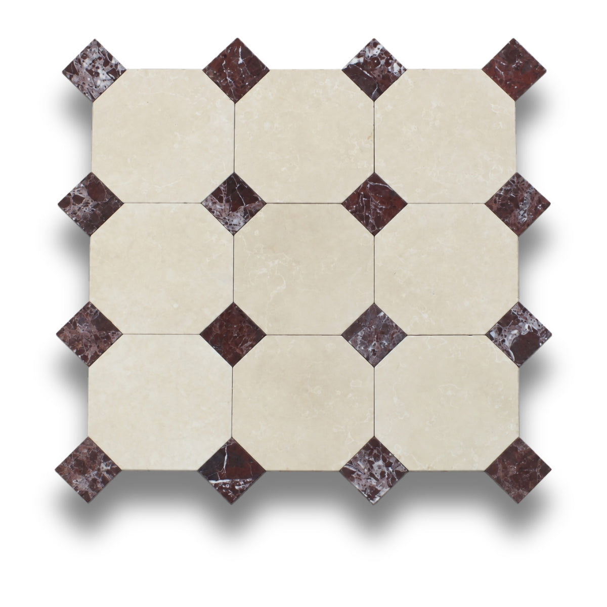 Crema Serena w/Rosso Levanto Tumbled