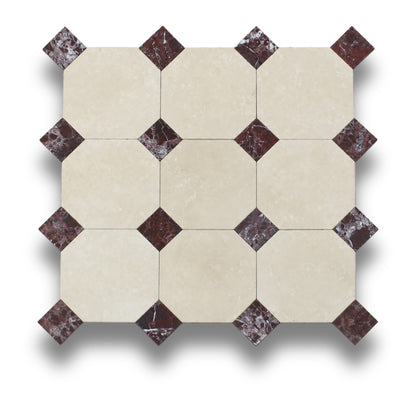 Crema Serena w/Rosso Levanto Tumbled