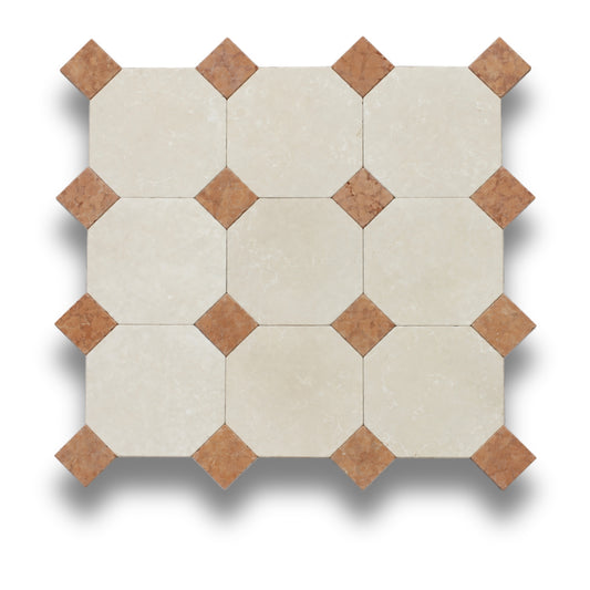 Crema Serena w/Rosso Verona Tumbled