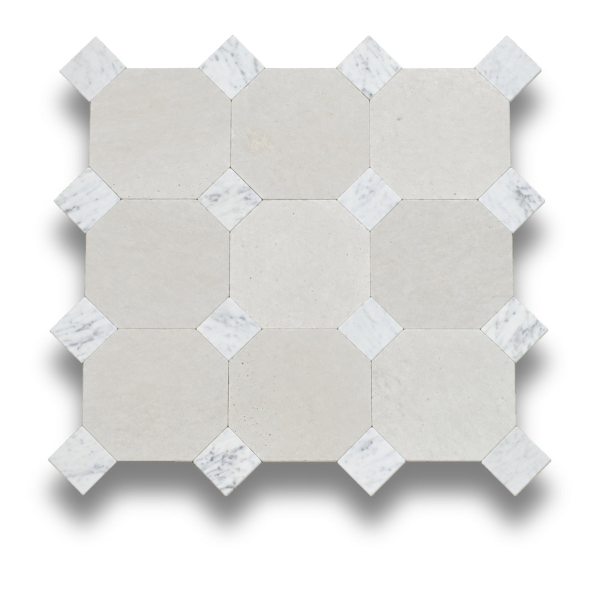 Travertine Gris w/Carrara Tumbled