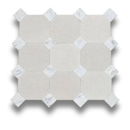 Travertine Gris w/Carrara Tumbled