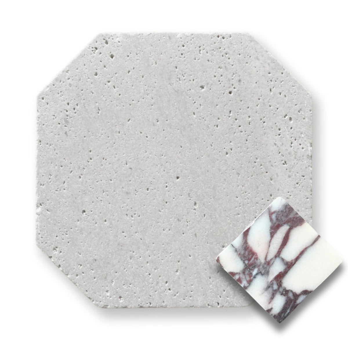 Travertine Gris w/Calacatta Viola Tumbled