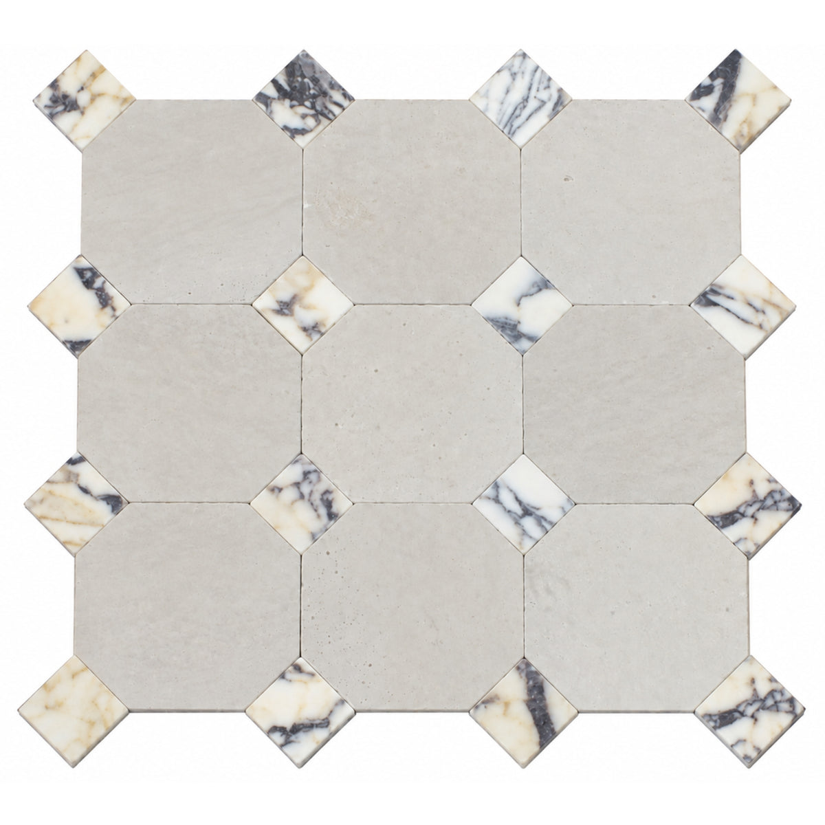 Travertine Gris w/Calacatta Viola Tumbled